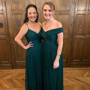 Ruched Waist Mesh Spaghetti Strap Bridesmaid Dress